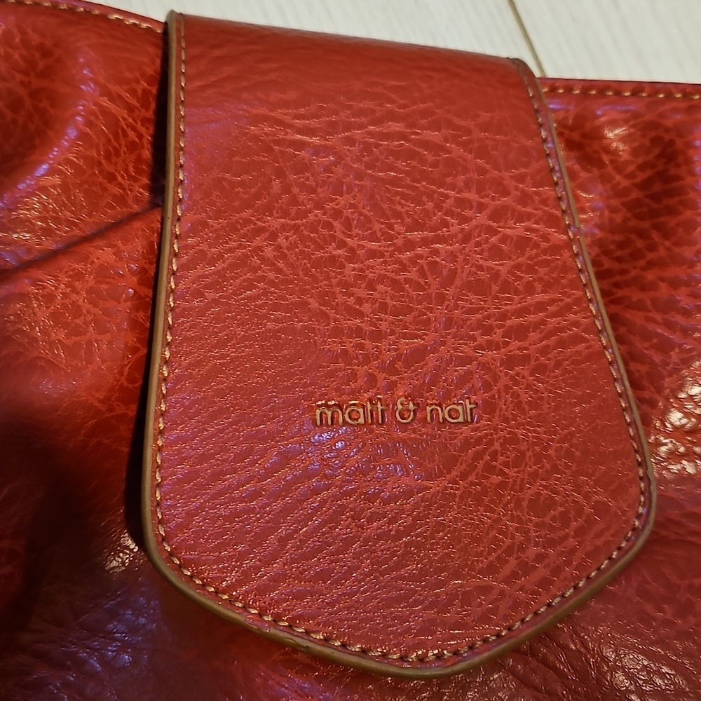 MATT & NAT Red Large Bag Purse Y2K Adjustable Straps Vegan Leather - Picture 2 of 9